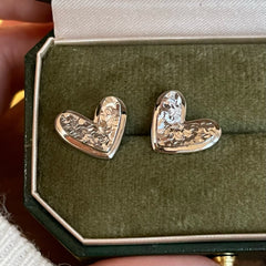 S925 Sterling Silver Crushed-Ice Heart Stud Earrings