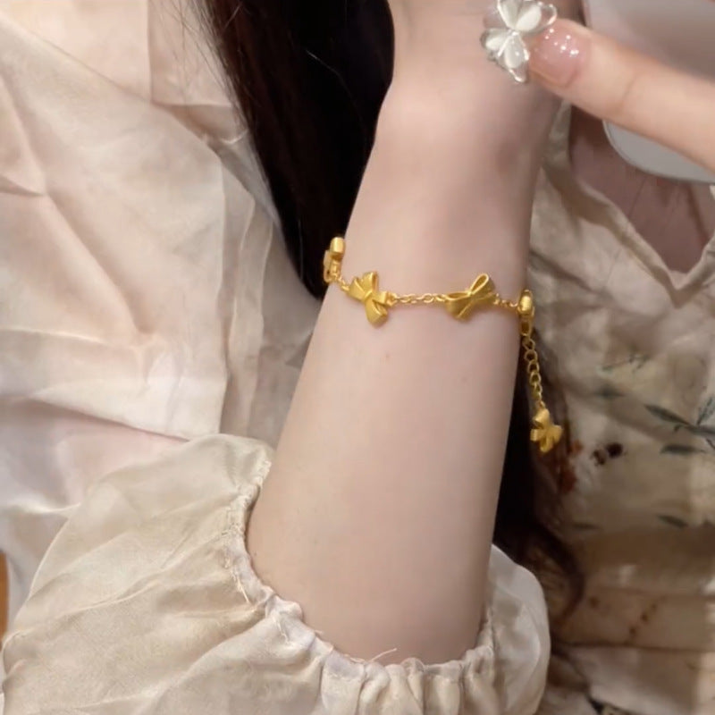 Sand Gold-Plated Copper Bow Bracelet