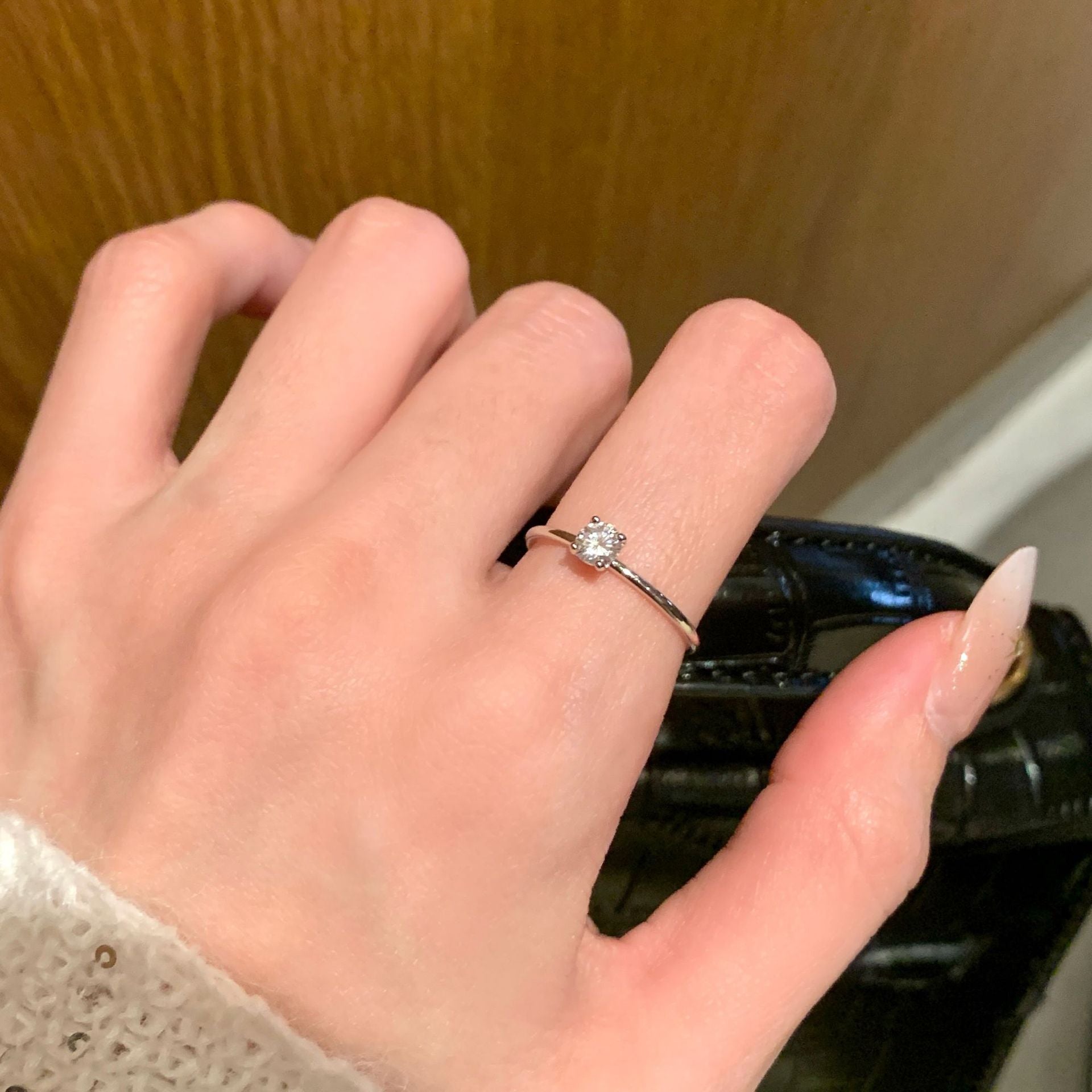S925 Sterling Silver Clover Solitaire Ring