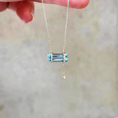 Aquamarine Zircon Copper Pendant Necklace