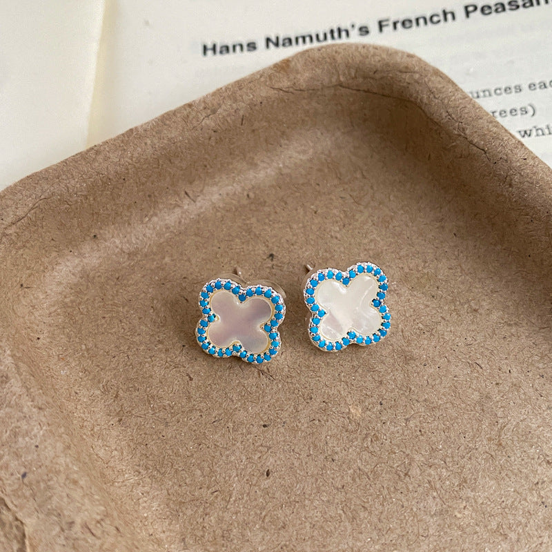 Vintage Blue Zircon Copper Earrings