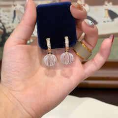 Clear Pumpkin Drop Copper Earrings with S925 Silver Posts
