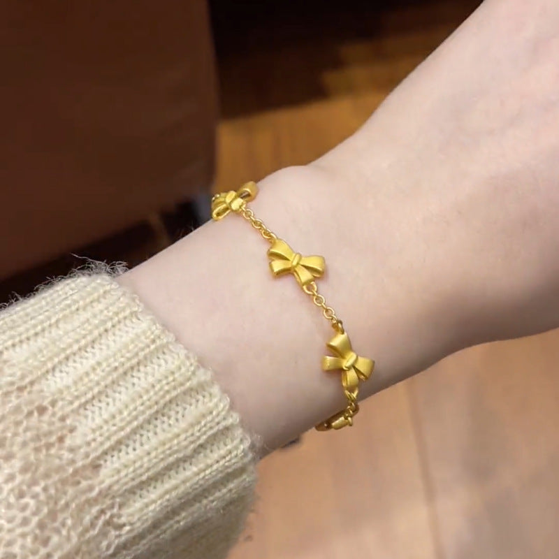 Sand Gold-Plated Copper Bow Bracelet