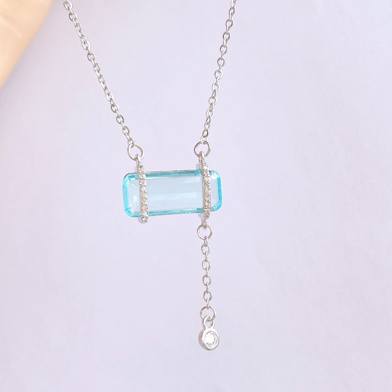 Aquamarine Zircon Copper Pendant Necklace