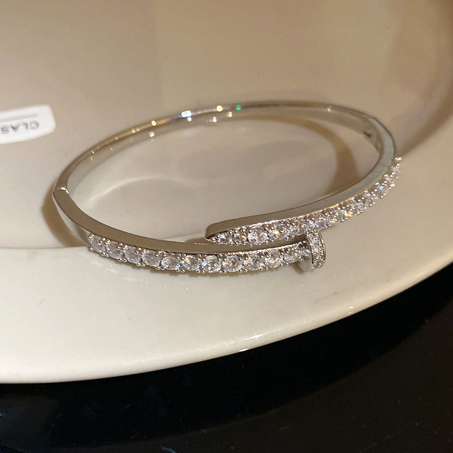 18K Gold-Plated Zircon Copper Nail Bangle