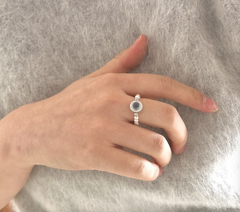 Silver Ocean Pearl Halo Ring