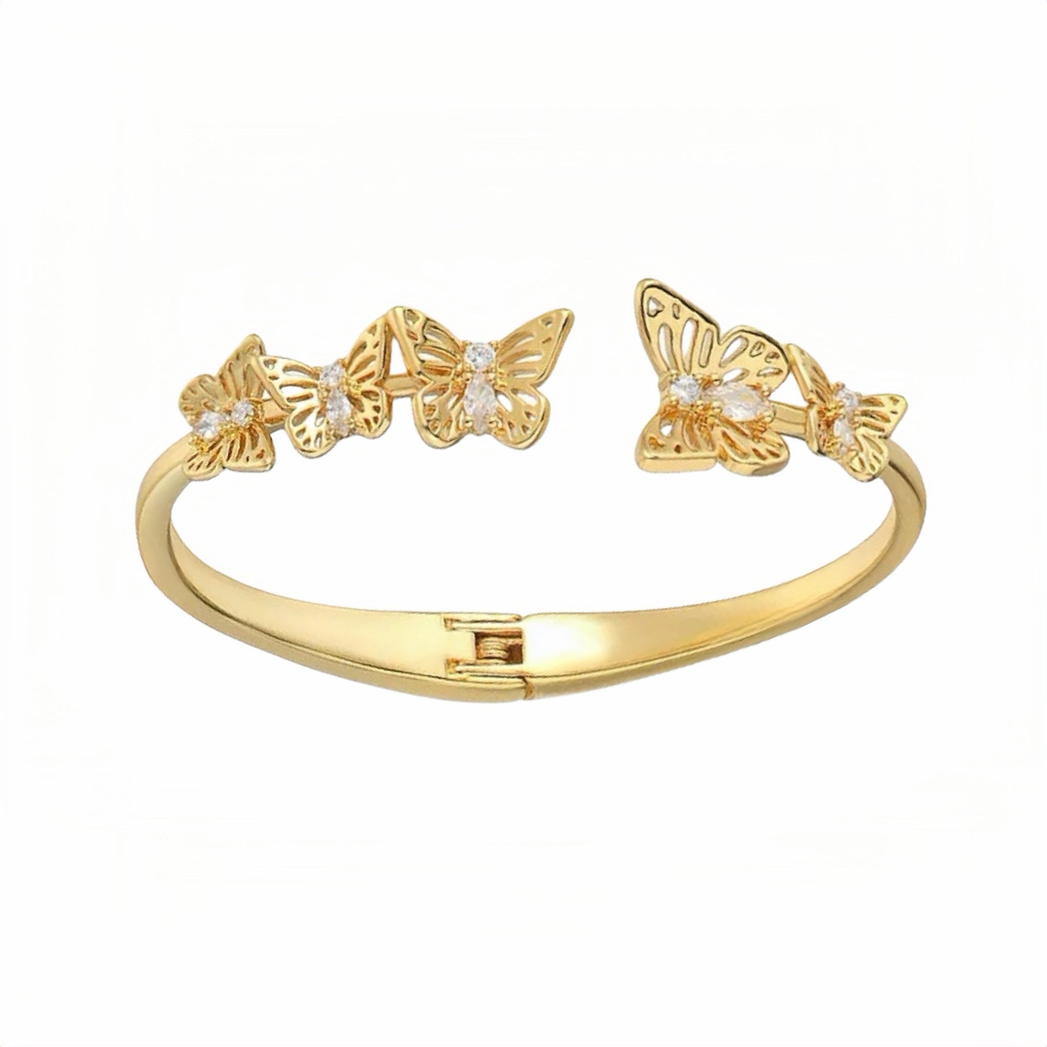 Golden Butterfly Garden Cuff Bracelet