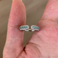 S925 Sterling Silver Paraiba Zircon Open Ring