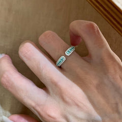 S925 Sterling Silver Paraiba Zircon Open Ring