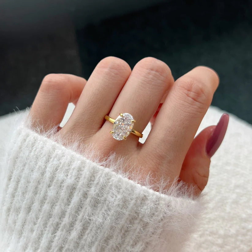 S925 Sterling Silver 8A Ice Cut CZ Classic Solitaire Ring