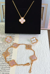 Pink Fortune Clover Jewelry Set