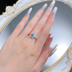 Aurora Dew™ S925 Sterling Silver Pear Cut Blue Zircon Halo Ring