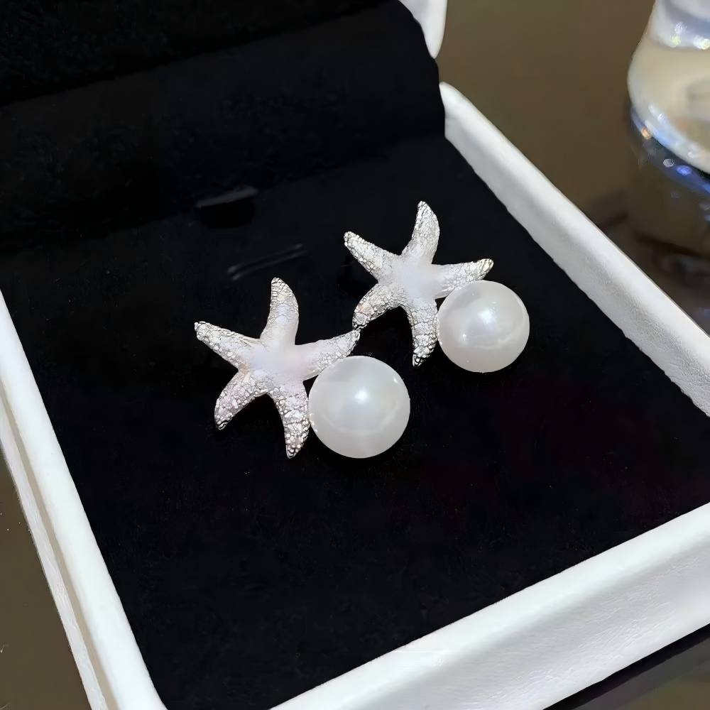 Ocean Pearl Star Earrings