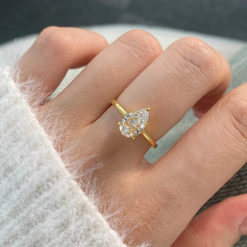 S925 Sterling Silver 8A Ice Cut CZ Classic Solitaire Ring