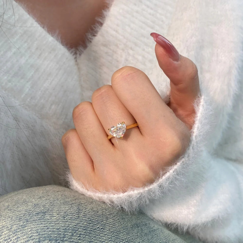S925 Sterling Silver 8A Ice Cut CZ Classic Solitaire Ring