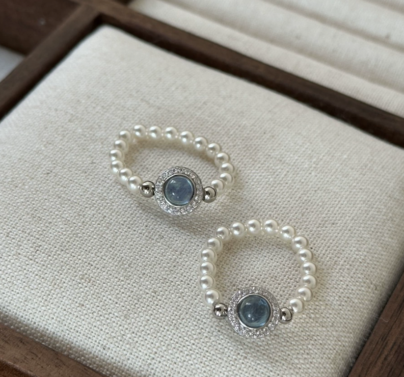 Silver Ocean Pearl Halo Ring