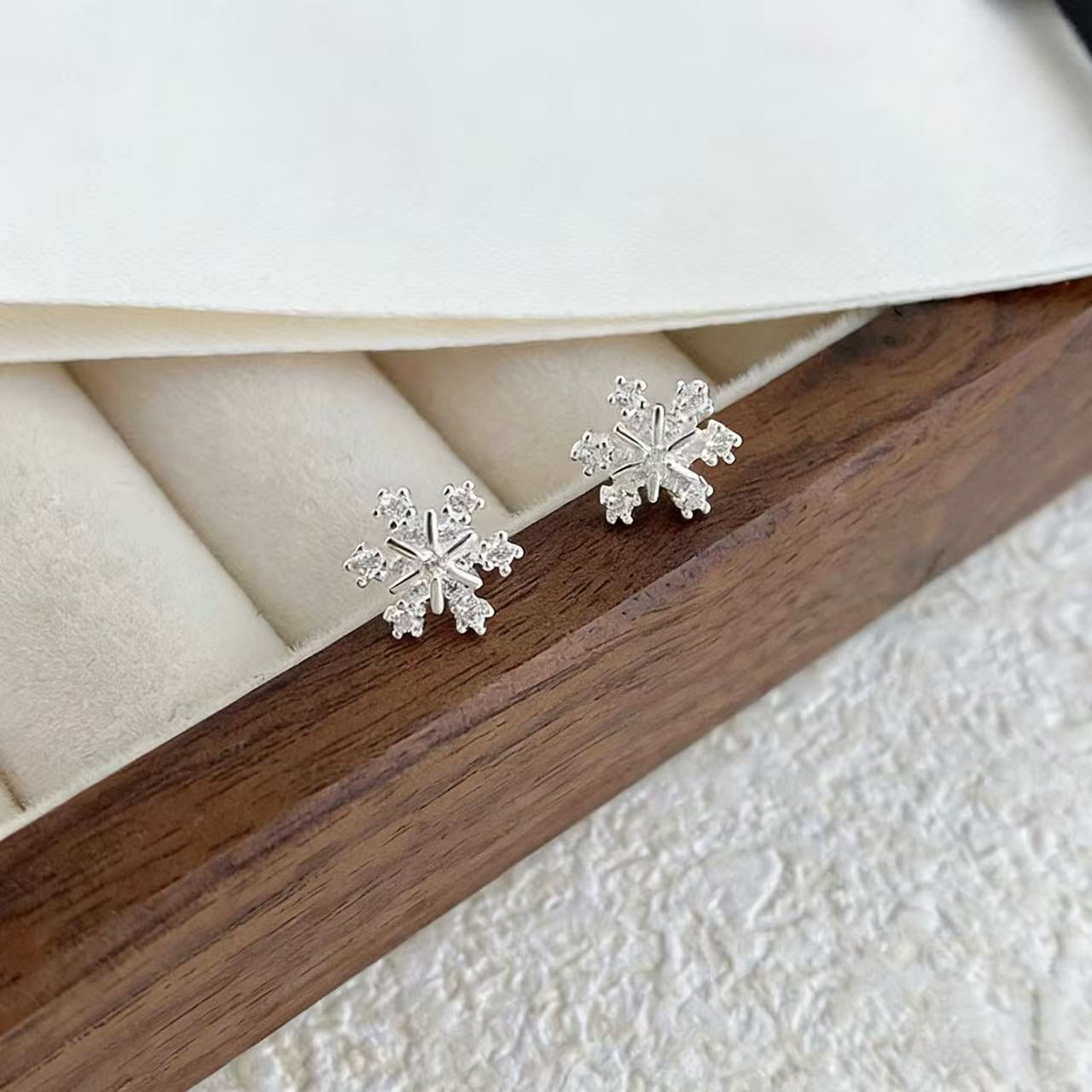 Snow Blossom Sterling Silver Stud Earrings
