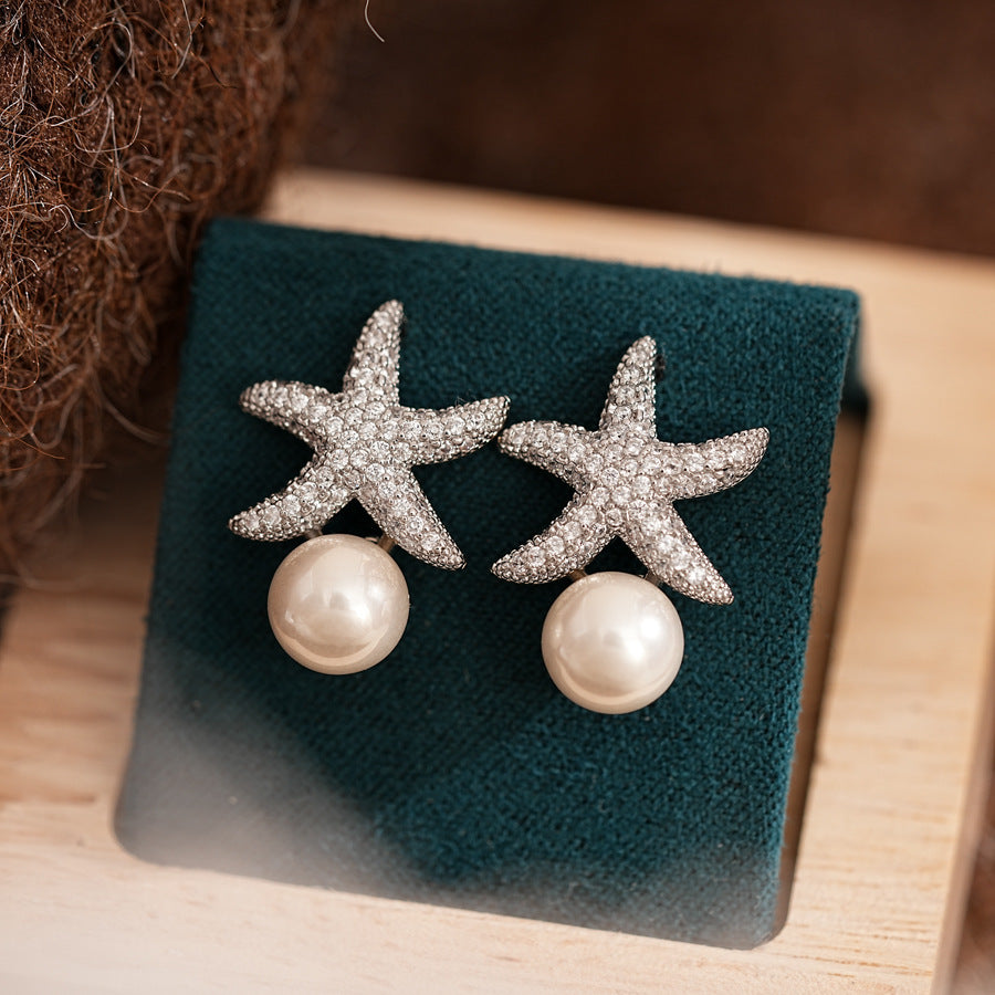 Ocean Pearl Star Earrings