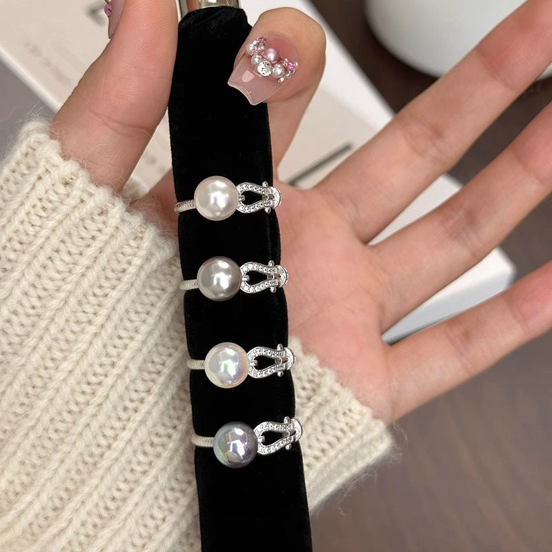 S925 Sterling Silver Equestrian Pearl Ring