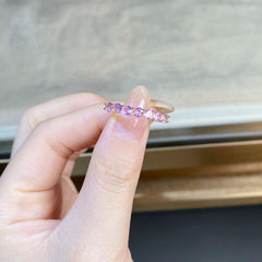 S925 Sterling Silver Pink Rhinestone Ring