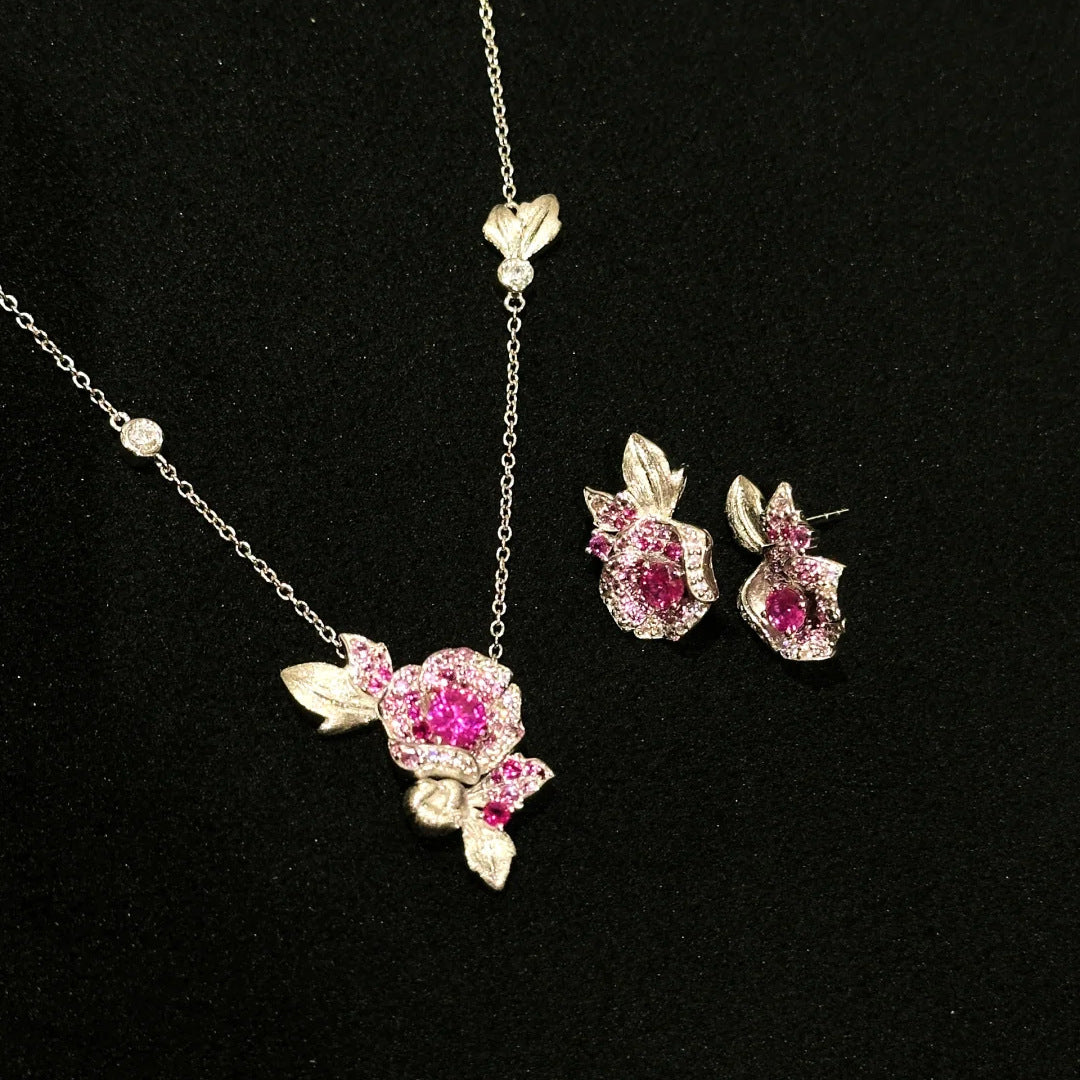 Rosé Bloom Pink Rose Jewelry Set