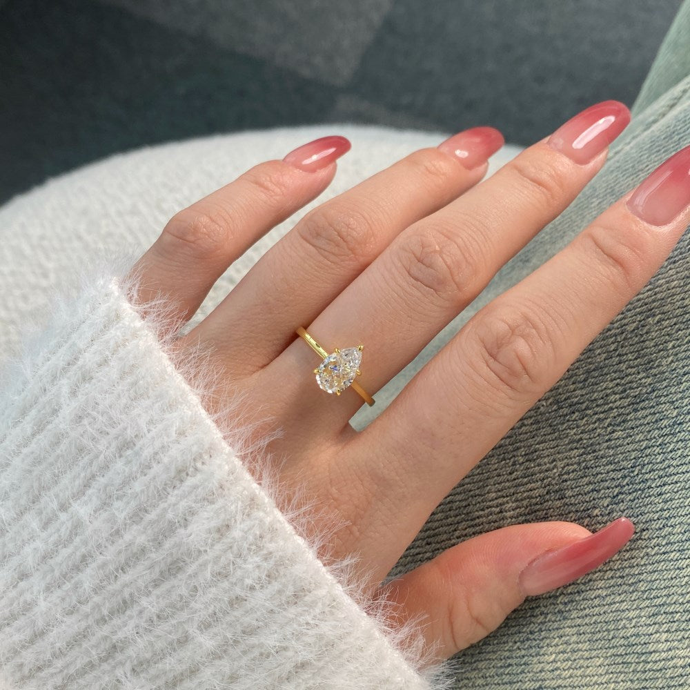 S925 Sterling Silver 8A Ice Cut CZ Classic Solitaire Ring