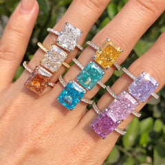 Aurora Prism S925 Sterling Silver Emerald Cut 8A CZ Ring