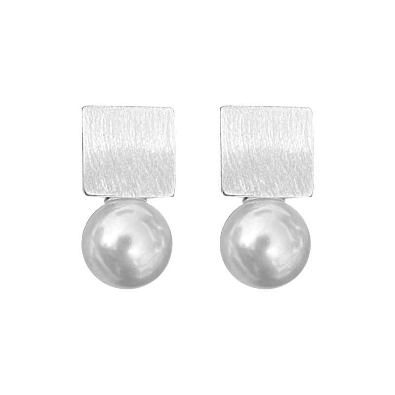 S925 Sterling Silver Square Pearl Stud Earrings