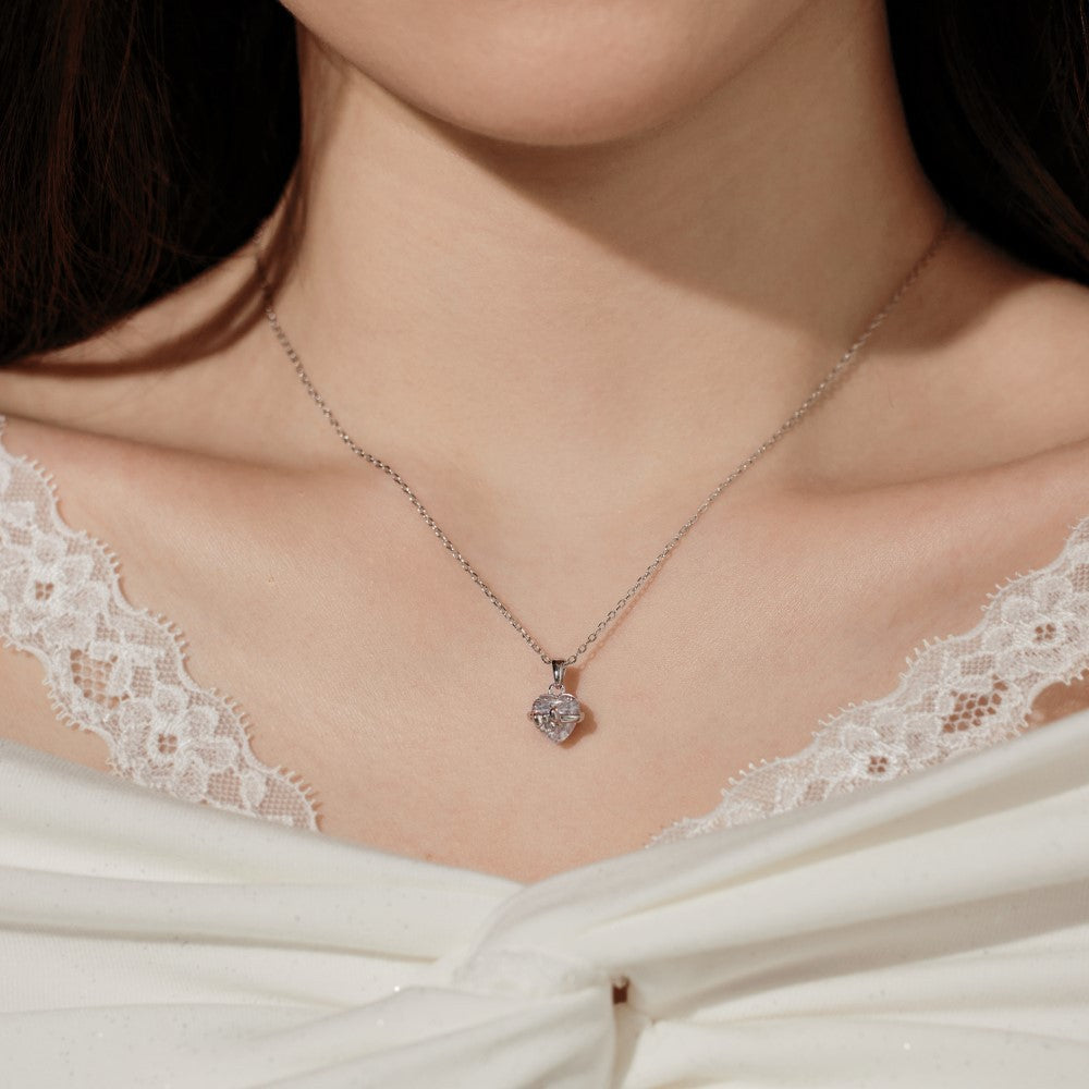 S925 Sterling Silver Rose Gold Heart-Shaped Zirconia Bow Set