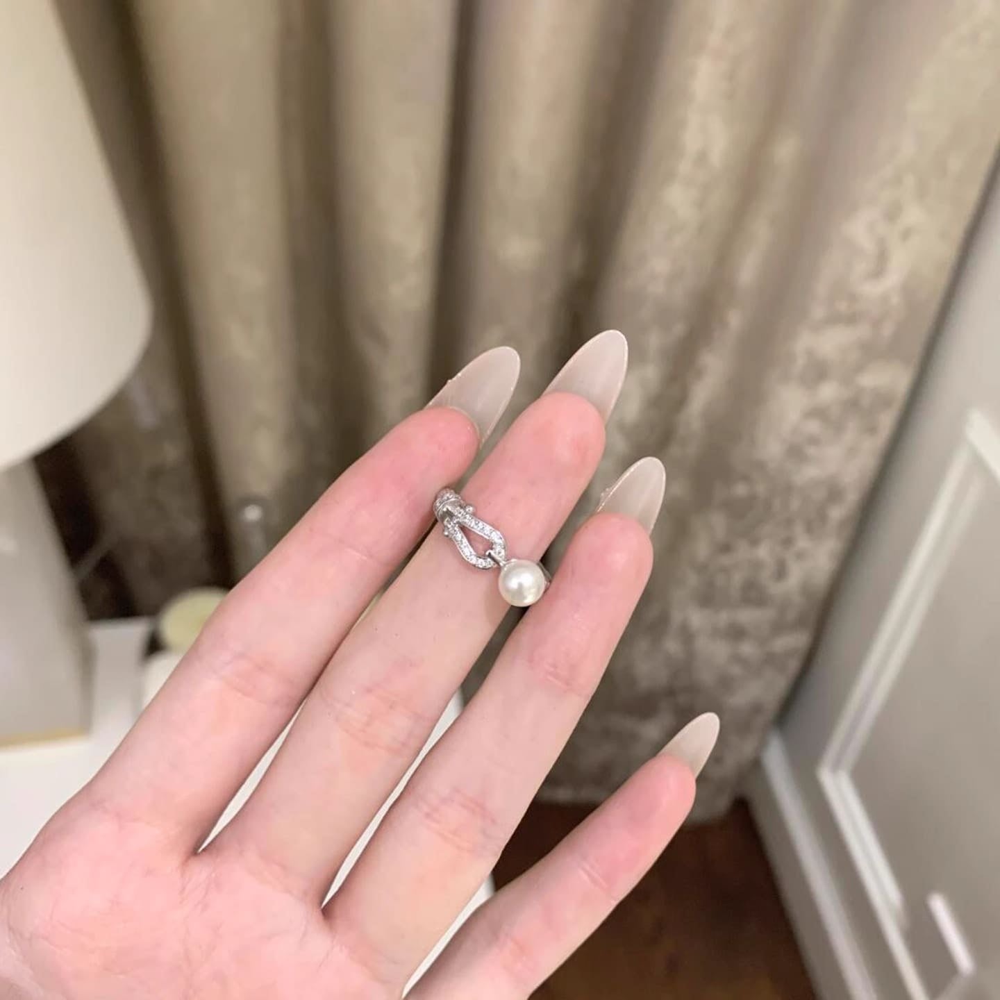 S925 Sterling Silver Equestrian Pearl Ring