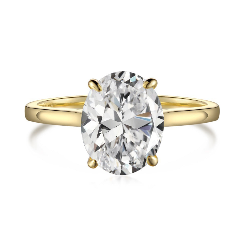 S925 Sterling Silver 8A Ice Cut CZ Classic Solitaire Ring