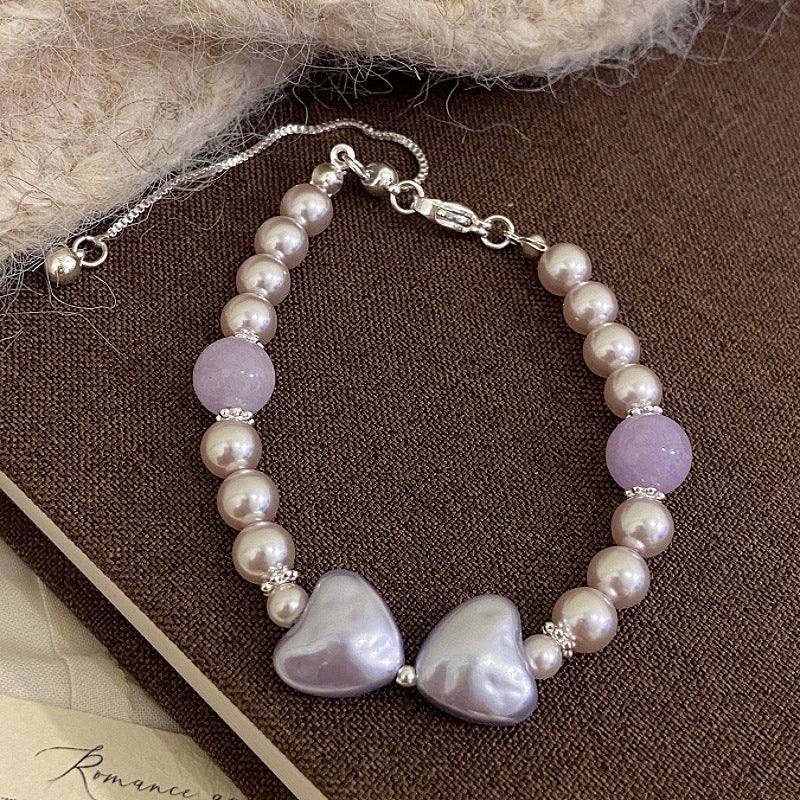 Aurora Amour™ Copper Baroque Pearl & Amethyst Heart Bracelet