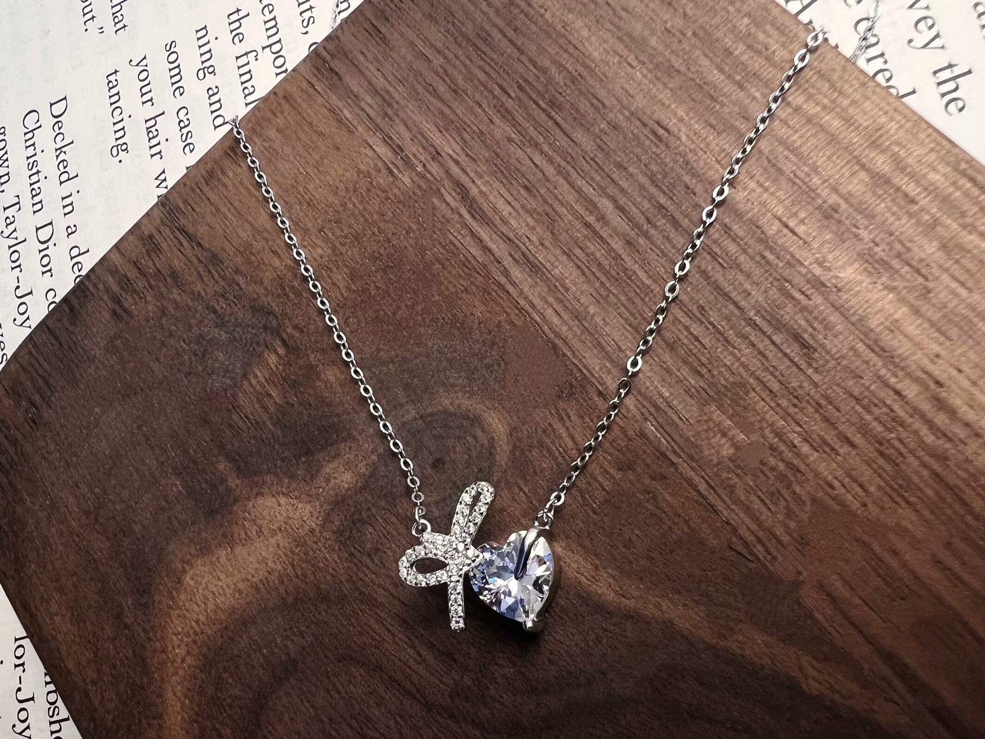 Forever Bow Heart Necklace