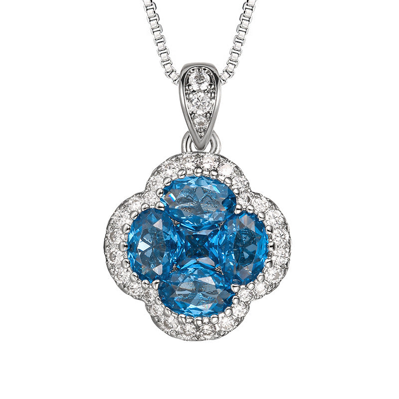 Copper Blue Clover High Carbon Diamond Jewelry Set