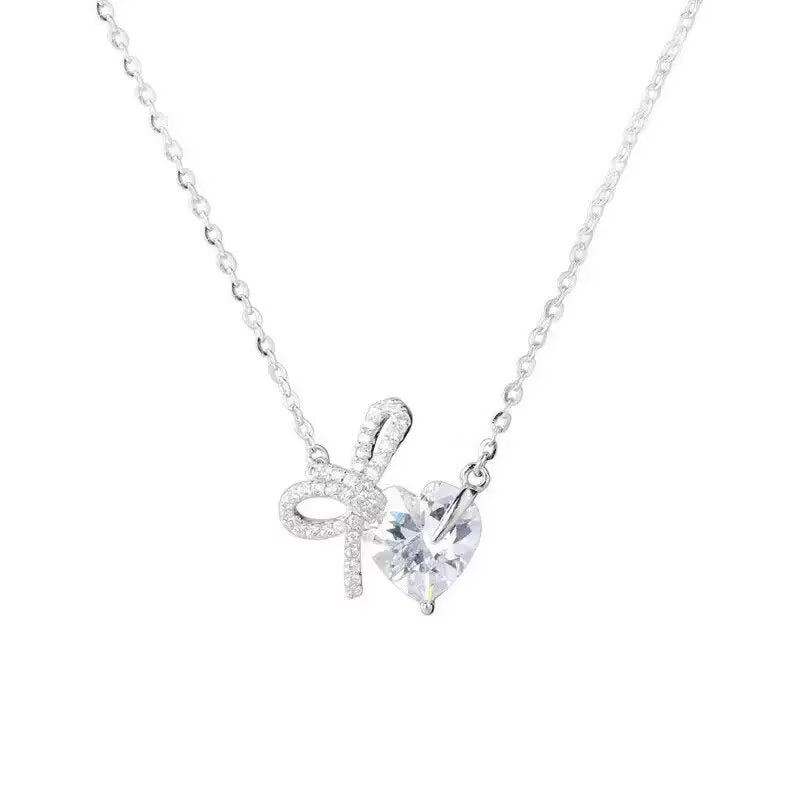 Forever Bow Heart Necklace