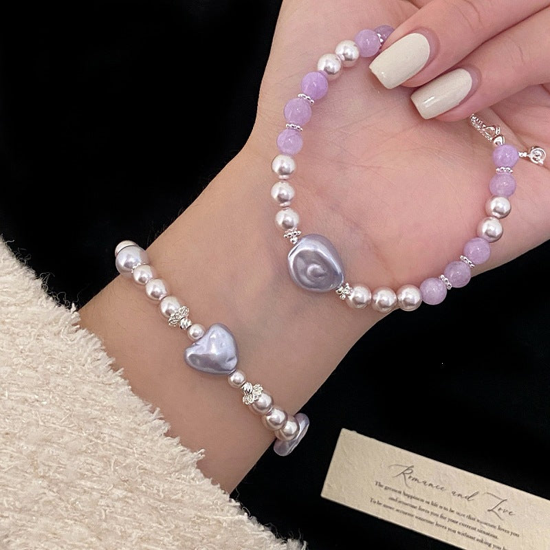 Aurora Amour™ Copper Baroque Pearl & Amethyst Heart Bracelet