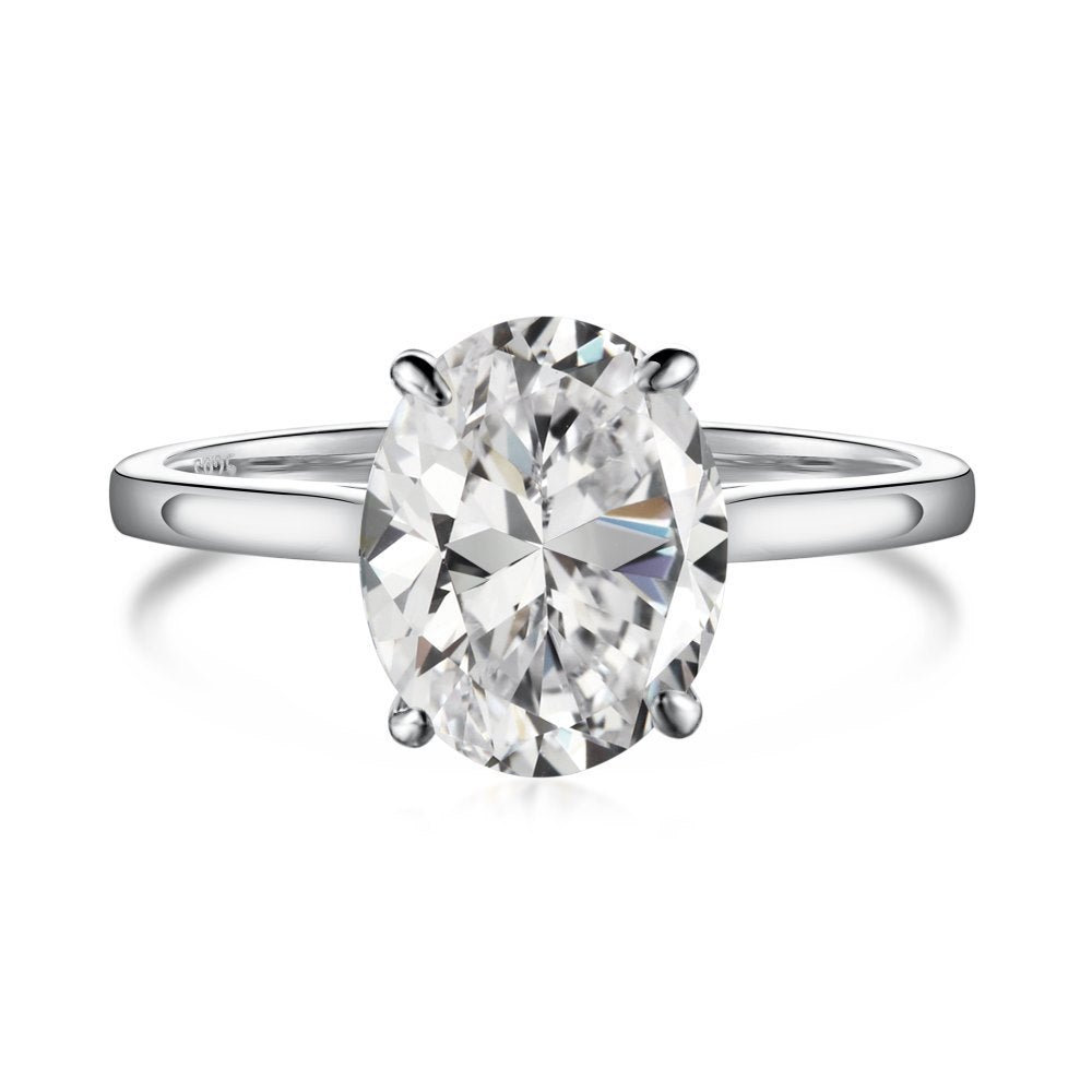 S925 Sterling Silver 8A Ice Cut CZ Classic Solitaire Ring