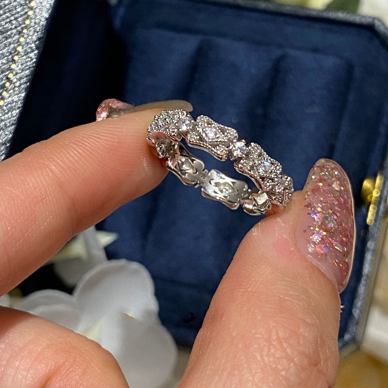S925 Sterling Silver Celestial Spark Eternity Ring