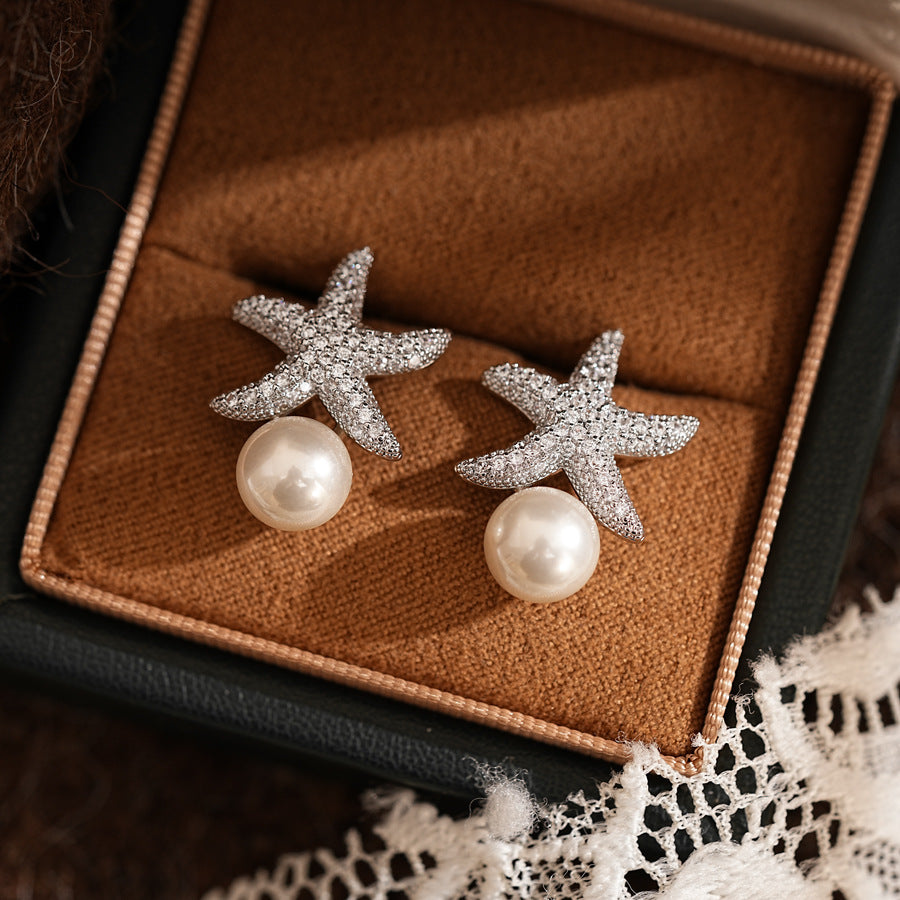 Ocean Pearl Star Earrings