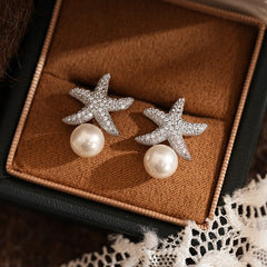 Ocean Pearl Star Earrings