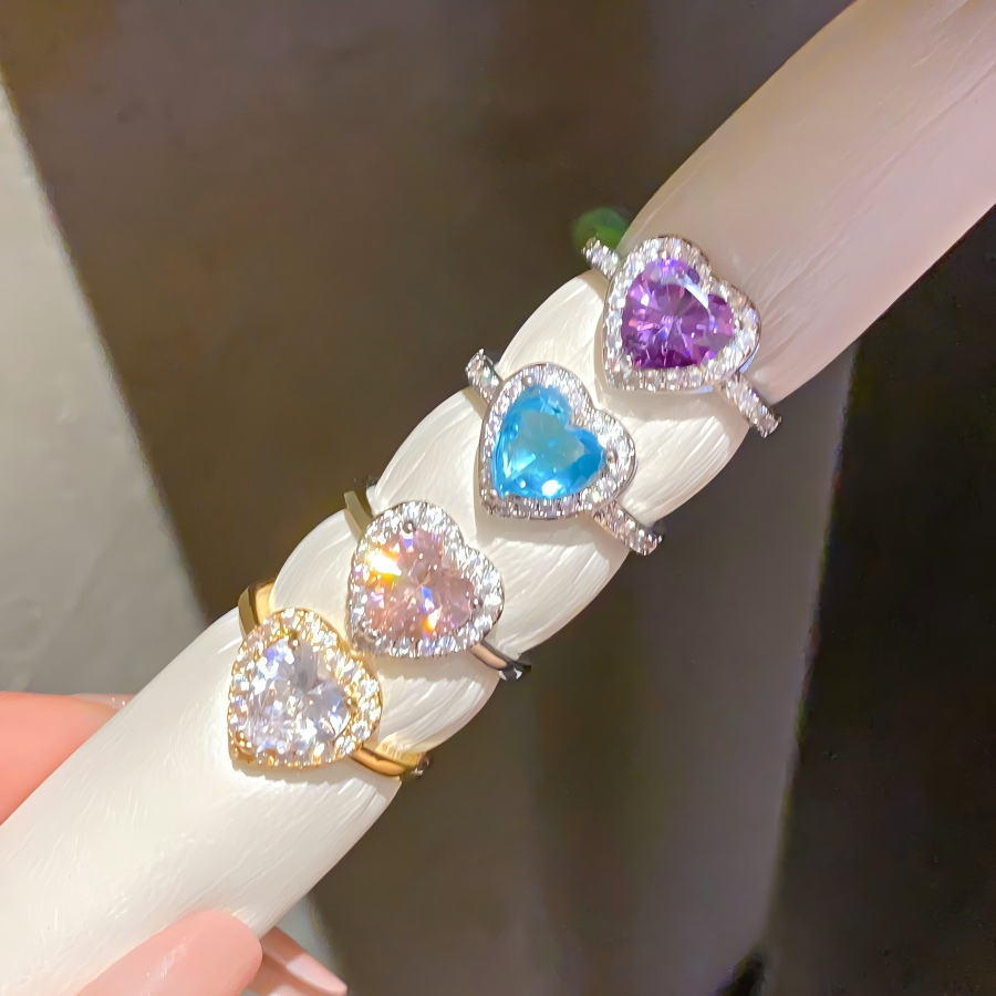 Copper Heart Halo Zircon Ring