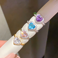 Copper Heart Halo Zircon Ring
