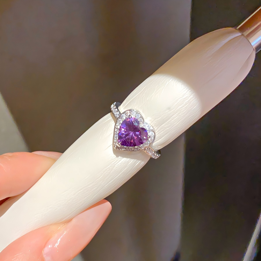Copper Heart Halo Zircon Ring