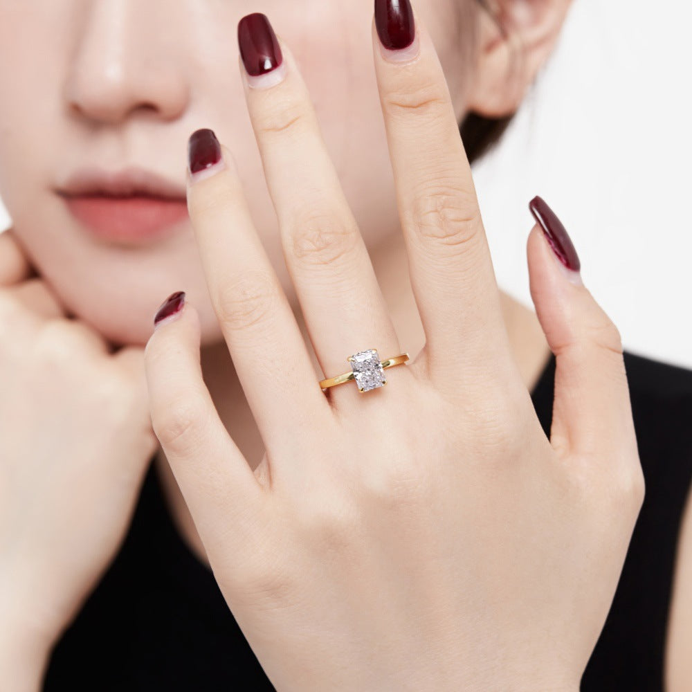 S925 Sterling Silver 8A Ice Cut CZ Classic Solitaire Ring