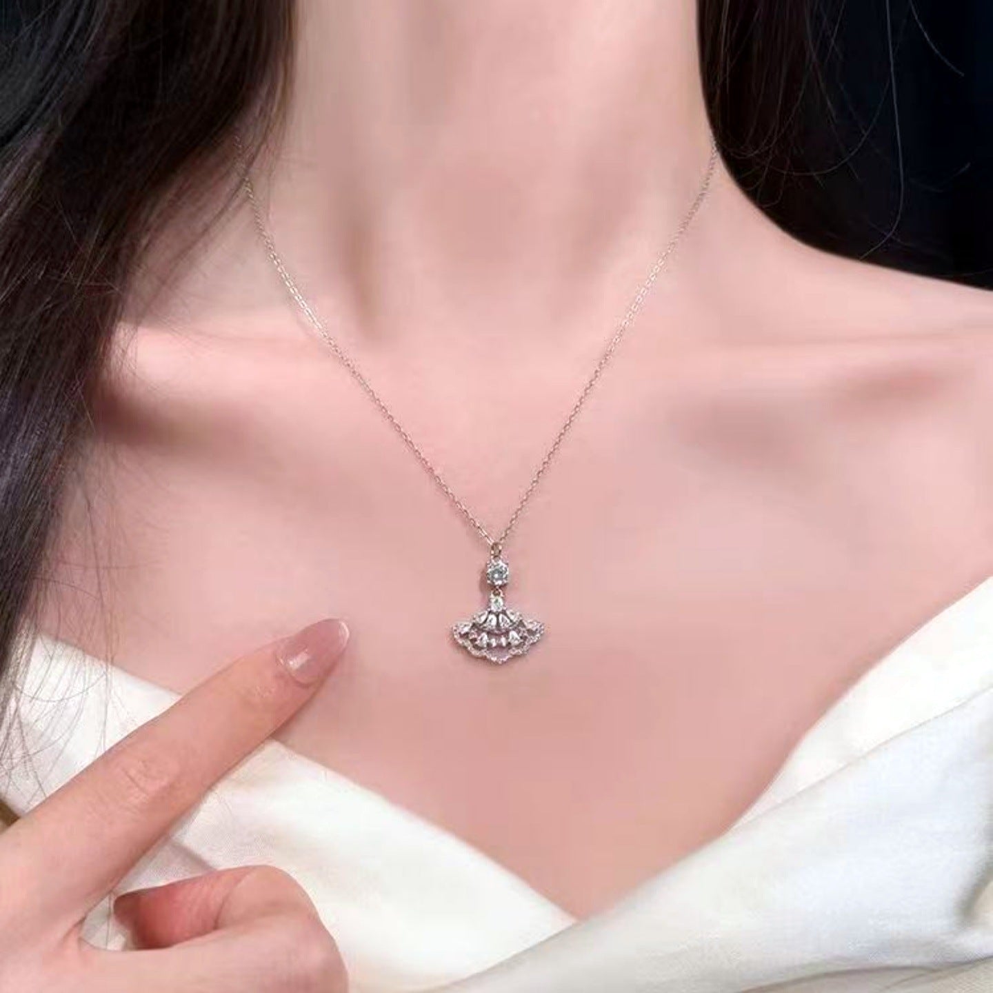 Celestia Fan Sterling Silver Necklace