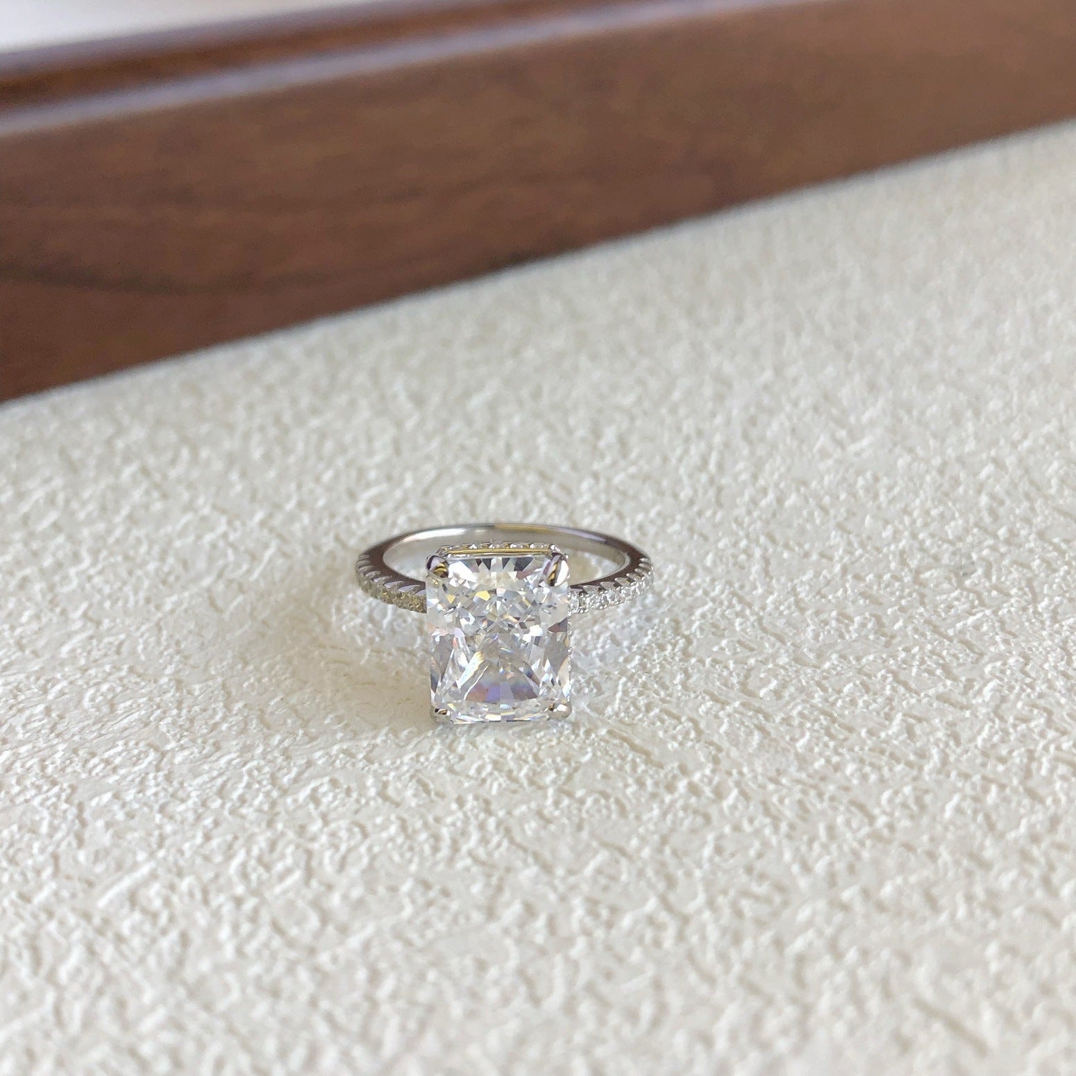 Aurora Prism S925 Sterling Silver Emerald Cut 8A CZ Ring