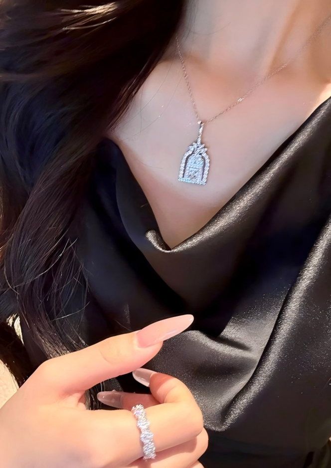 Copper Floral Arch Zircon Necklace