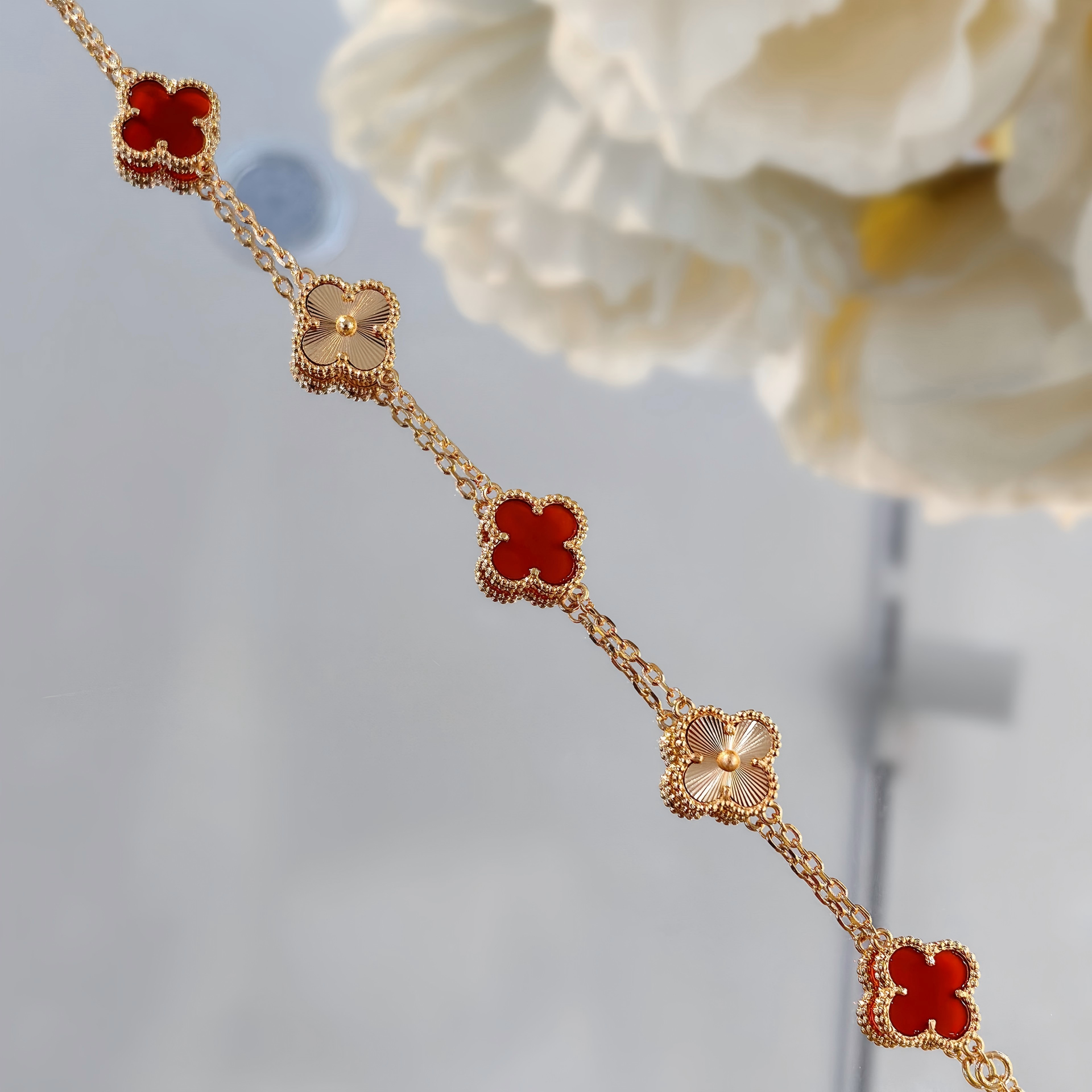 Gold Plated Copper Floral Clover Bracelet