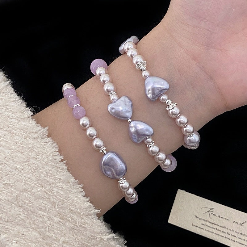 Aurora Amour™ Copper Baroque Pearl & Amethyst Heart Bracelet