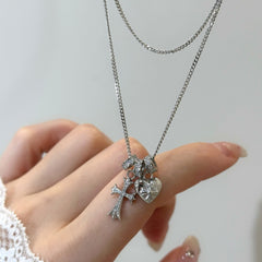 Sacred Heart Cross Necklace – S925 Sterling Silver